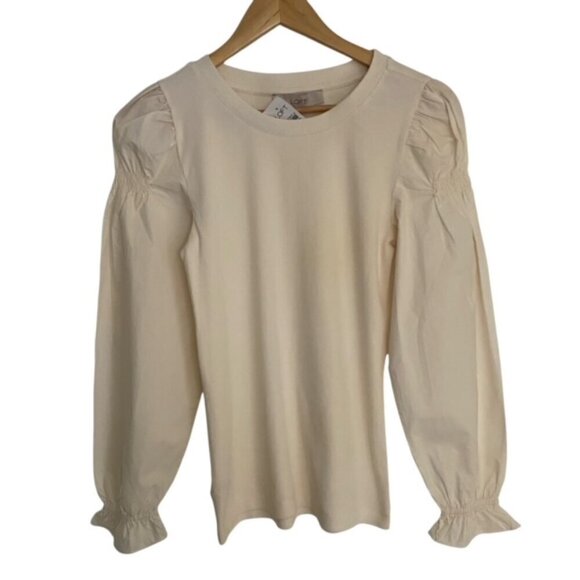 NWT Loft Ruffle Cuff Mixed Media Top XSmall - Picture 2 of 6